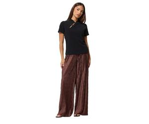 PixieGirl Petite Chocolate Brown Plisse Wide Leg Trousers Petite
