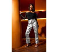 Pixiegirl Petite Coated Jeans In Metallic Silver Metallic Silver 12