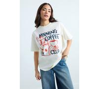 Pixiegirl Petite Coffee Club Oversized T-Shirt In Cream Cream 18