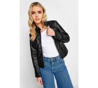 Pixiegirl Petite Collarless Faux Leather Jacket In Black Black 10