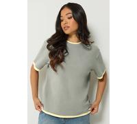 Pixiegirl Petite Contrast Short Sleeve Cotton T-Shirt In Grey Grey