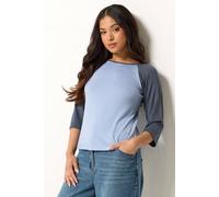 Pixiegirl Petite Contrast Sleeve T-Shirt In Light Blue Light Blue