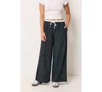 Pixiegirl Petite Contrast Waist Wide Leg Trousers In Dark Navy Dark Navy
