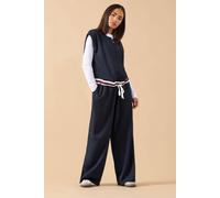 Pixiegirl Petite Contrast Wide Leg Trousers In Dark Navy Dark Navy 12