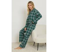 Pixiegirl Petite Cotton Check Pyjama Set In Green Green 12-14