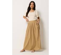Pixiegirl Petite Cotton Poplin Maxi Skirt In Camel Camel