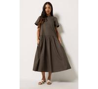 Pixiegirl Petite Cotton Poplin Midi Dress In Chocolate Chocolate