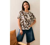 Pixiegirl Petite Cow Print Tie Back Top In Brown Brown 10