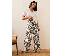 Pixiegirl Petite Cow Print Wide Leg Trousers In Brown Brown 10