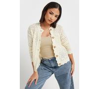 Pixiegirl Petite Crochet Cardigan In Ivory Ivory