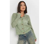 Pixiegirl Petite Crochet Cardigan In Light Green Light Green