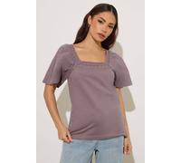 Pixiegirl Petite Crochet Trim Flutter Sleeve T-Shirt In Purple Purple 10