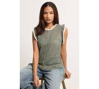 Pixiegirl Petite Crochet Vest Top In Olive Olive
