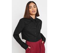 PixieGirl Petite Black Long Sleeve Cropped Shirt Petite