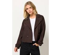 Pixiegirl Petite Cropped Trench Duster Coat In Chocolate Chocolate 18