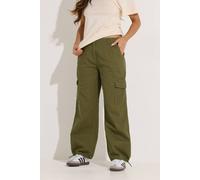 Pixiegirl Petite Cuffed Cargo Trousers In Dark Green Dark Green