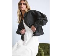 Pixiegirl Petite Denim Balloon Sleeve Jacket In Black Black 6