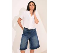 Pixiegirl Petite Denim Jorts In Mid Blue Mid Blue
