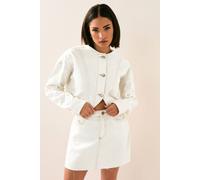 Pixiegirl Petite Denim Mini Skirt In Cream Cream