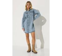 Pixiegirl Petite Denim Shirt Mini Dress In Blue Blue 16