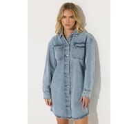 Pixiegirl Petite Denim Shirt Mini Dress In Blue Blue