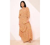 Pixiegirl Petite Ditsy Floral Maxi Skirt In Orange Orange 12