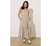 Pixiegirl Petite Ditsy Floral Tiered Midi Dress In Ivory Ivory 16