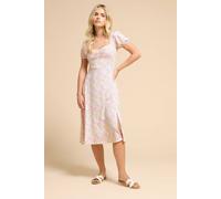 Pixiegirl Petite Ditsy Puff Sleeve Midi Dress In Pink Pink