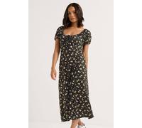 Pixiegirl Petite Ditsy Tie Midaxi Dress In Black Black 10
