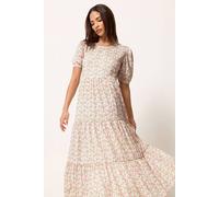 Pixiegirl Petite Ditsy Tiered Maxi Dress In White White