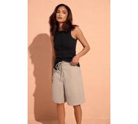 Pixiegirl Petite Drawstring Jorts In Light Beige Light Beige