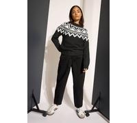 Pixiegirl Petite Fairisle Roll Neck Jumper In Black Black 10-12