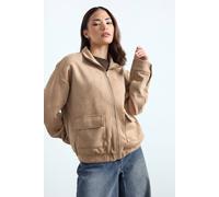 Pixiegirl Petite Faux Suede Bomber Jacket In Natural Natural 16