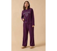 Pixiegirl Petite Fleece Wide Leg Trousers In Burgundy Burgundy 14-16