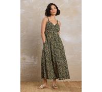 Pixiegirl Petite Floral Button Midi Dress In Black Black