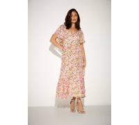 Pixiegirl Petite Floral Chiffon Midi Dress In Pink Pink 10