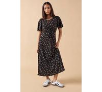 Pixiegirl Petite Floral Midi Dress In Black Black 8