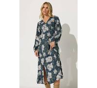 Pixiegirl Petite Floral Midi Tea Dress In Dark Navy Dark Navy 16