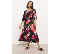 Pixiegirl Petite Floral Print Tea Dress In Red Red