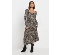 PixieGirl Petite Black Floral Print Midi Tea Dress Petite