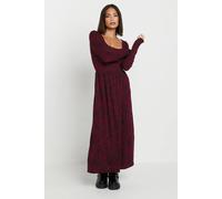 PixieGirl Burgundy Red Floral Print Midi Tea Dress Petite