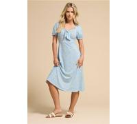 Pixiegirl Petite Floral Tie Front Midi Dress In Blue Blue