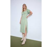 Pixiegirl Petite Floral Tie Midi Dress In Light Green Light Green 16