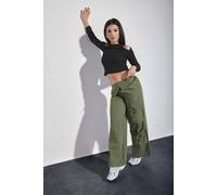 Pixiegirl Petite Fold Over Waist Cargo Trousers In Green Green