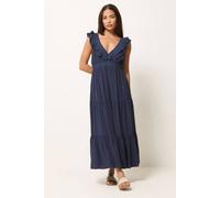 Pixiegirl Petite Frill Maxi Dress In Dark Navy Dark Navy 16