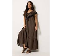 Pixiegirl Petite Frill Midi Dress In Chocolate Chocolate