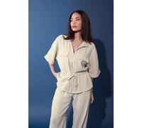 Pixiegirl Petite Funnel Neck Shacket In Natural Natural 16