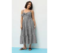 Pixiegirl Petite Gingham Tie Front Midaxi Dress In Black Black 10