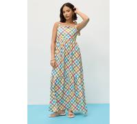 Pixiegirl Petite Gingham Tie Shoulder Maxi Dress In Red Red