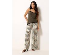 Pixiegirl Petite Gingham Wide Leg Trousers In Natural Natural
